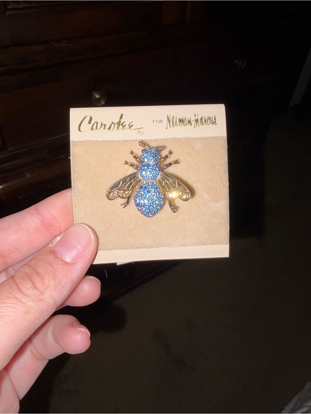 Blue Crystal Bee Brooch